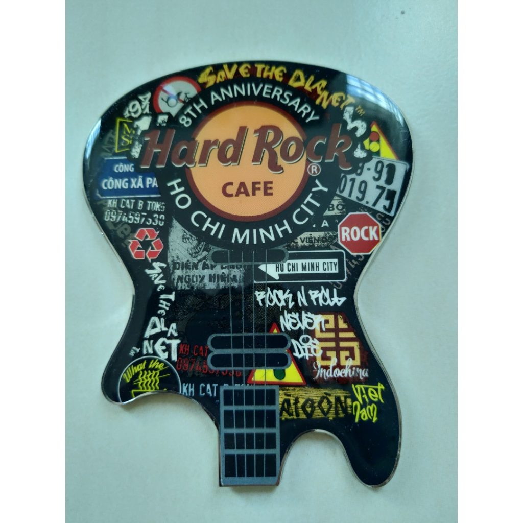 Hard Rock Cafe Ho Chi Minh 8th Anniversary Guitar shaped fridge magnet