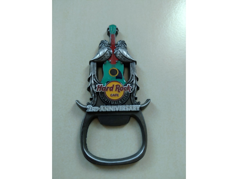 Hard Rock Cafe Guatemala 2nd Anniversary bottle opener magnet