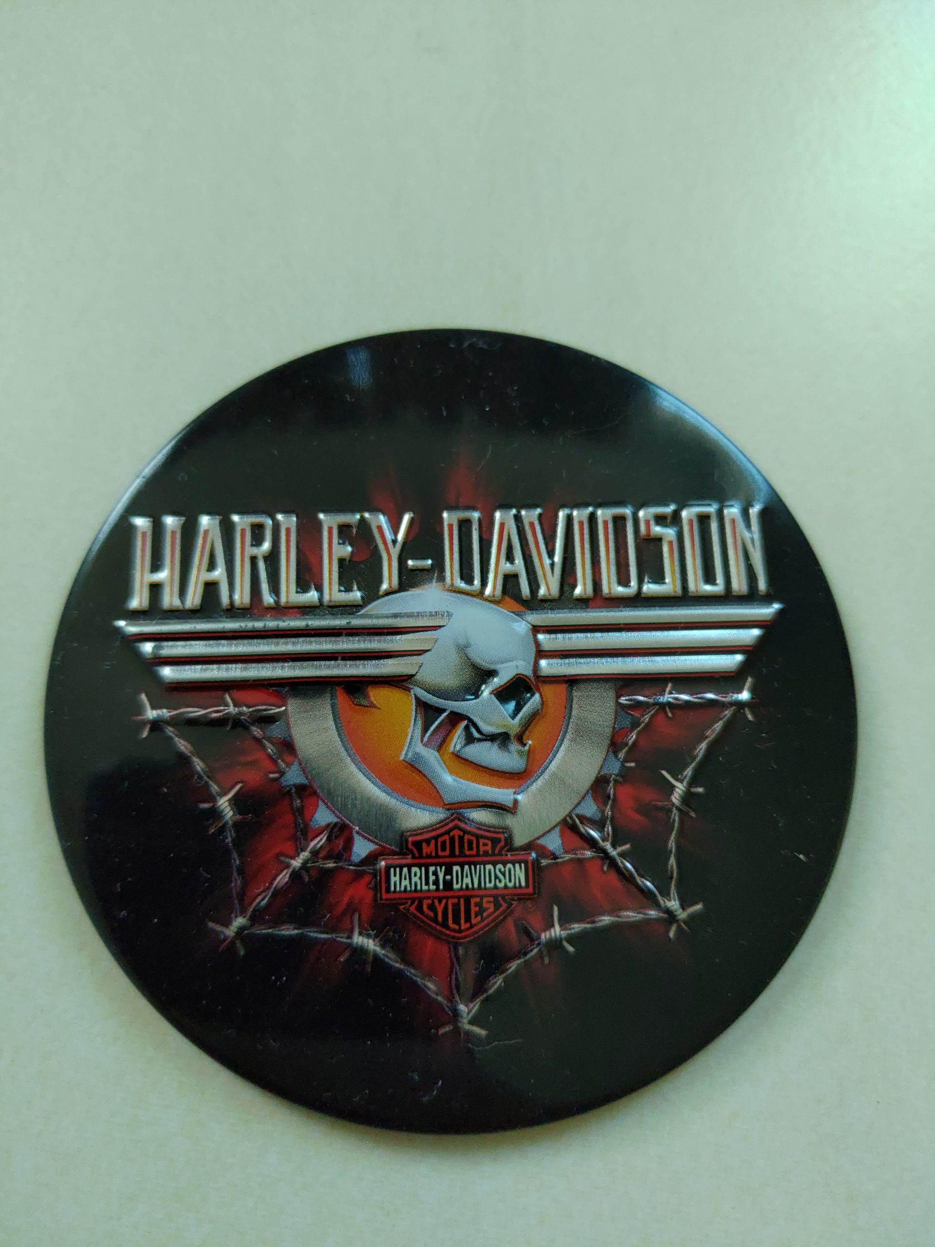 Harley Davidson round Skull magnet