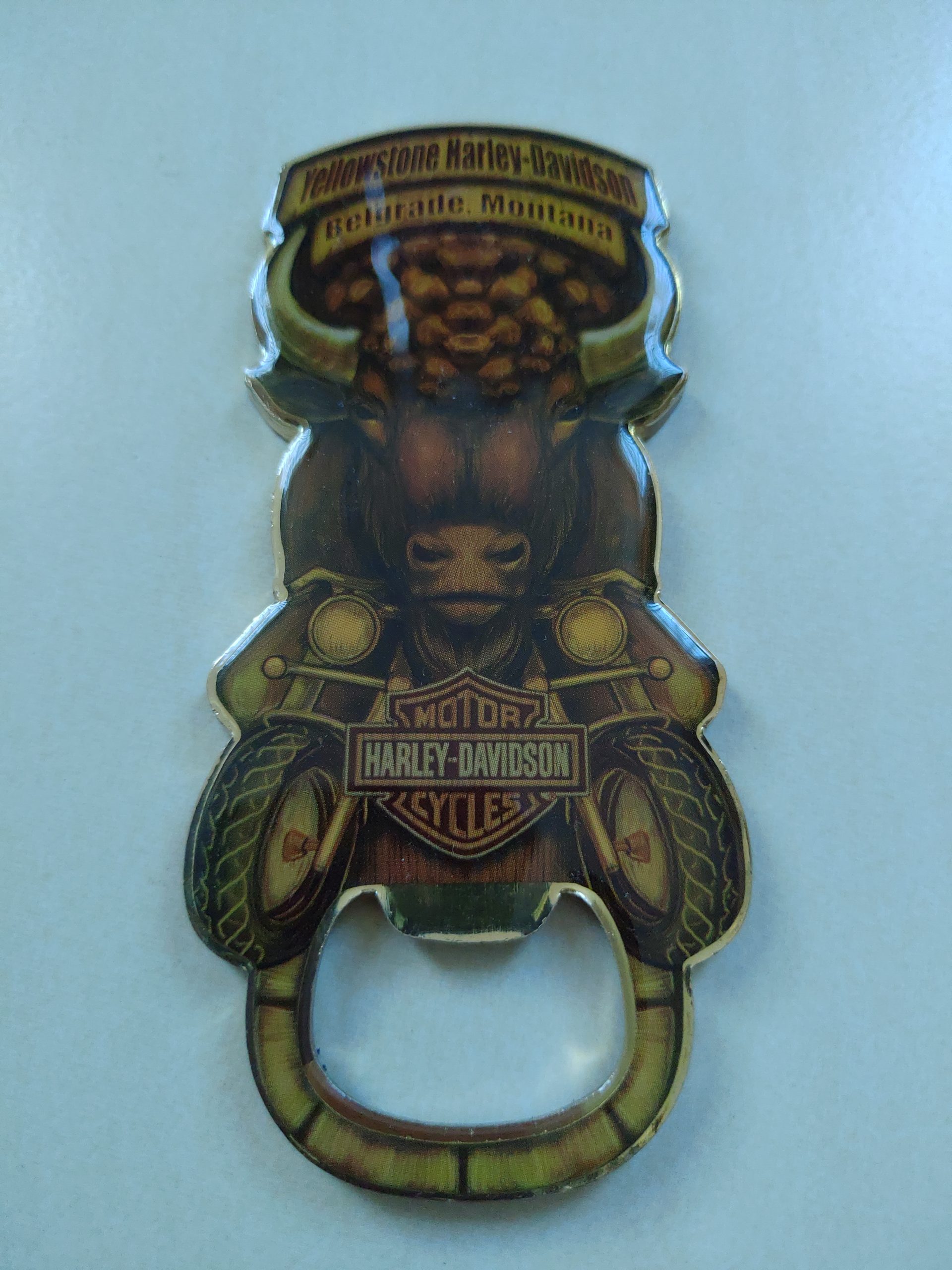 Harley Davidson Yellowstone Bison bottle opener magnet